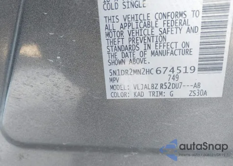 2017 Nissan Pathfinder S from USA, damaged, VIN 5N1DR2MN2HC674519